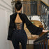 Solid color long-sleeved V-neck tunic top - ROUTINE FASHION